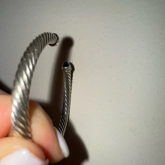 David Yurman Cable Bracelet Sterling Silver with Black Onyx and Diamonds, 4mm - Picture 5 of 5